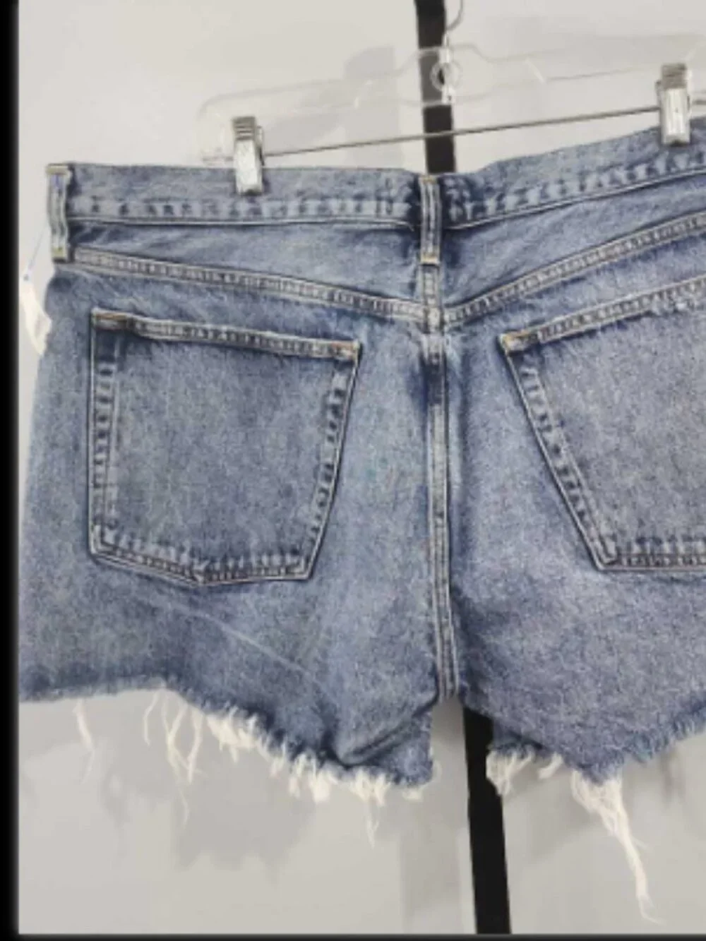 AGOLDE Button Fly Cut Off Denim Shorts, Size 34, Med Wash